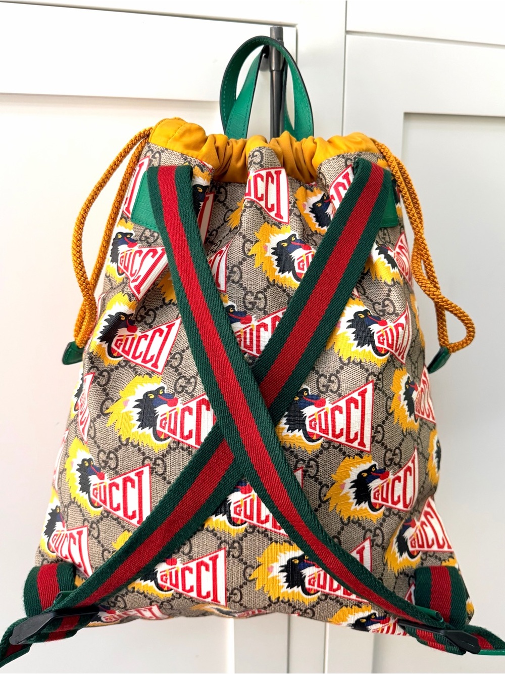 GUCCI GG Supreme Monkey Baboon Print Drawstring Backpack 550775 EUC + COA - Picture 14 of 14